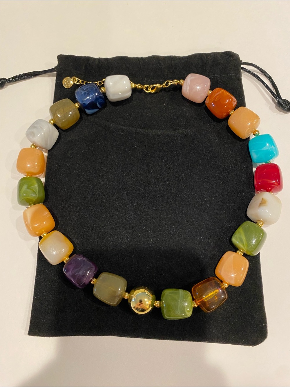 NEW Mayamar Chunky Beaded Boho Gold Layering Necklace Colorful
